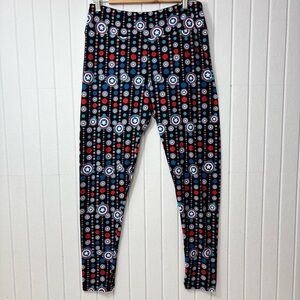 Lularoe‎ Black CAPTAIN AMERICA Leggings Size XL